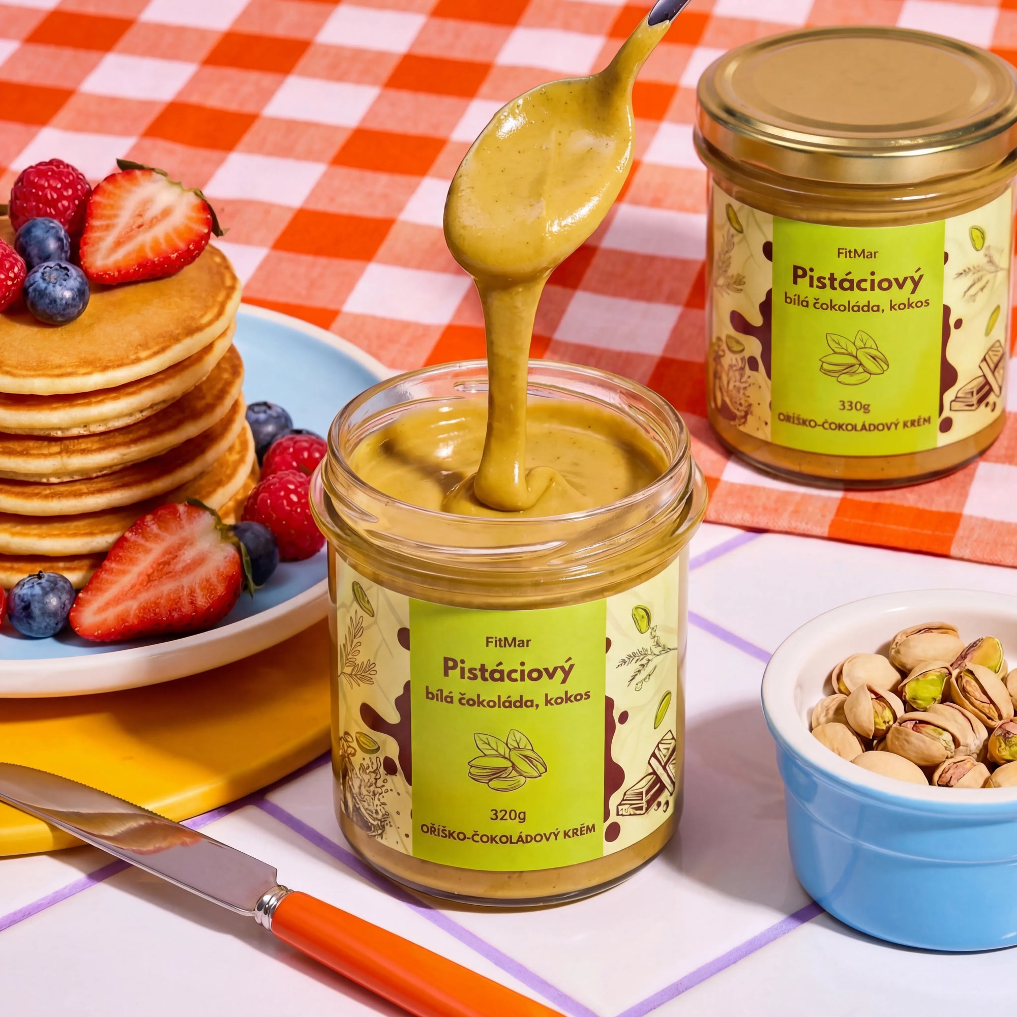 Pistaziencreme mit Kokos und weißer Schokolade
